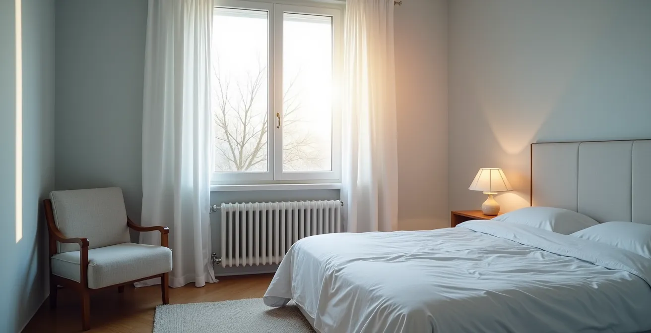 Vue d'ensemble d'une chambre d'amis avec système de régulation de température