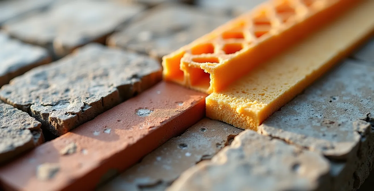 Comparaison visuelle entre un mur ancien et un mur moderne avec matériaux isolants