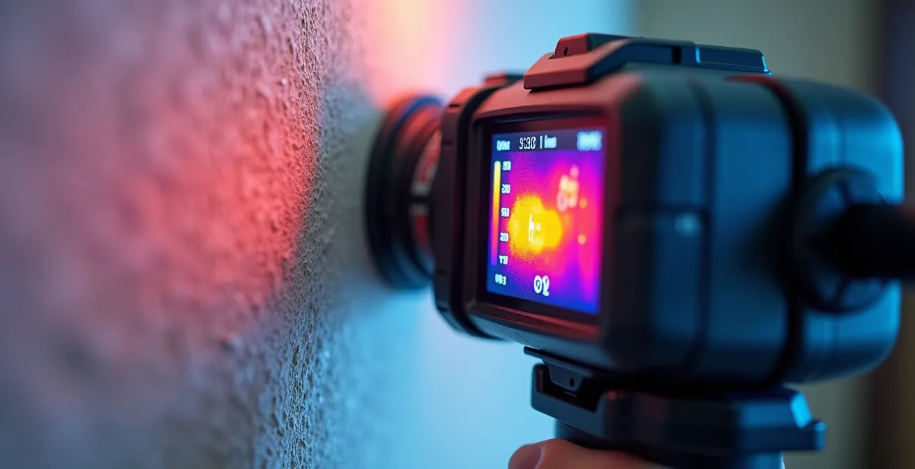 Caméra thermique détectant une fuite dans un mur sans destruction