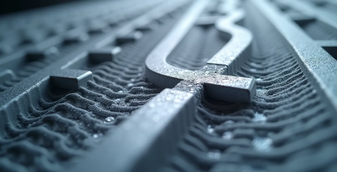 Coupe technique d'un échangeur thermique montrant les flux d'air chaud et froid
