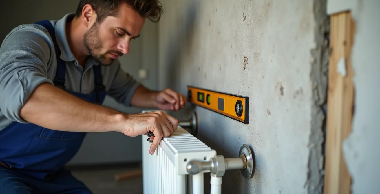 Système de fixation renforcée pour radiateur lourd sur cloison placo