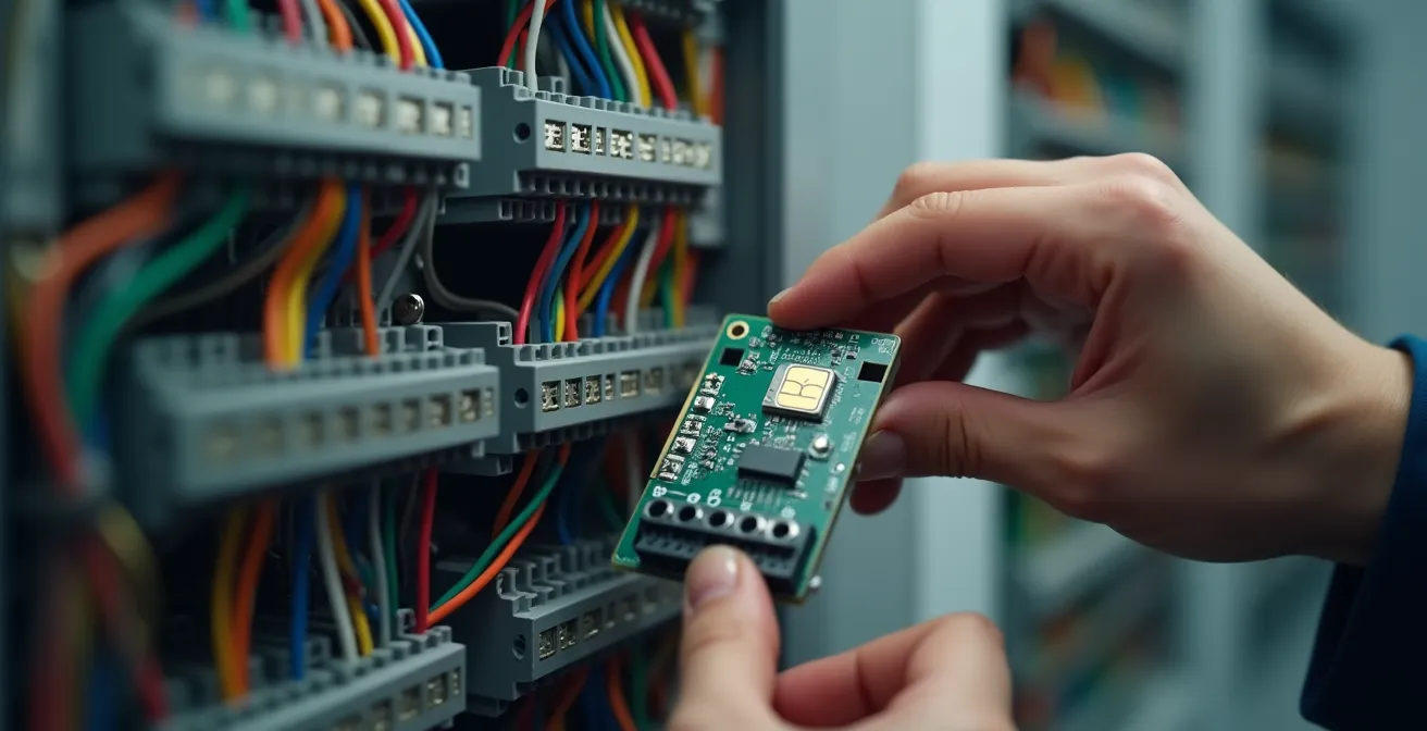 Installation d'un thermostat GSM avec carte SIM dans un tableau électrique pour piloter le chauffage à distance