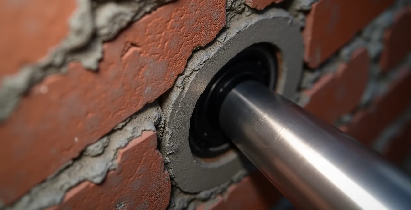 Installation d'un tubage en inox dans un conduit de cheminée existant pour adaptation à une chaudière condensation